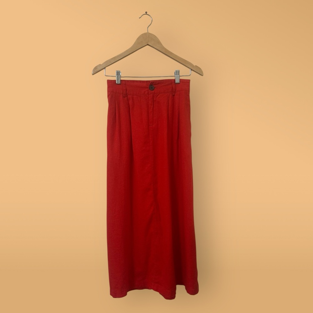 NWT A New Day Red Linen Maxi Skirt W/Pockets, Size XS, MSRP $28